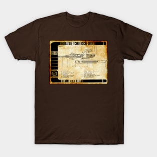 Parchment Showing Movie Era Star Ship Profile T-Shirt